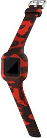 img 1 attached to 🌳 RuenTech Camouflage Silicone Wristband Straps for Garmin Vivofit jr 3 - Replacement Watch Bands for Kid's Vivofit jr. 3 Fitness Tracker (Camo-Red)
