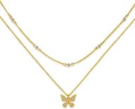 🦋 14k gold plated layered necklace with butterfly, snake, crystal heart pendant - dainty chain trendy jewelry gift for teen girls and women logo