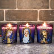 🕯️ petristrike prayer candles: devotional set for altar, church & mantle - virgin of mary saints decoration with rosemary scented votive candles (set of 3) логотип