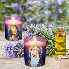 img 2 attached to 🕯️ Petristrike Prayer Candles: Devotional Set for Altar, Church & Mantle - Virgin of Mary Saints Decoration with Rosemary Scented Votive Candles (Set of 3)