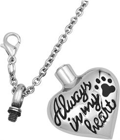 img 2 attached to 🐾 Mel Crouch Always in My Heart Love Urn Necklaces: Cherish Your Pet's Memory with Paw Print Memorial Ash Holder Pendant