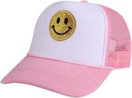 🧢 lin su fashion smiley face sequins printing neon high crown foam mesh back trucker hat - unisex stylish headwear логотип