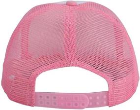 img 1 attached to 🧢 Lin Su Fashion Smiley Face Sequins Printing Neon High Crown Foam Mesh Back Trucker Hat - Unisex Stylish Headwear