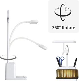 img 1 attached to 💡 Rechargeable Desk Lamp for Home Office with Pen Holder & Phone Holder - Flexible Gooseneck Table Light for Kids, Students, Dorm - 3 Color Modes, Eye-Caring Reading Lamp