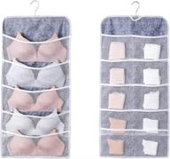 👙 space-saving dual-sided hanging closet organizer with pockets - wall shelf wardrobe storage bags space saver bag mesh pockets with metal hanger for underwear, stocking, bra and sock (set of 15 gray, non-woven) logo