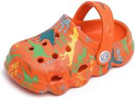 🦕 knemksplanet boys girls dinosaur clogs - cute cartoon toddler clog shoes for little kids: slip-on lightweight beach pool sandals logo