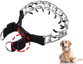 img 4 attached to LUFFWELL Adjustable Dog Prong Collar with Quick Release Buckle, Upgraded Pinch Choke Collar for Small Medium Large Dogs - Nylon Strap and Stainless Steel Links with Protective Rubber Caps