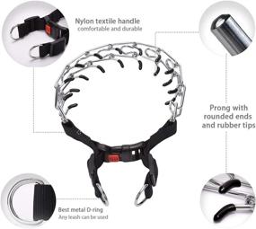 img 1 attached to LUFFWELL Adjustable Dog Prong Collar with Quick Release Buckle, Upgraded Pinch Choke Collar for Small Medium Large Dogs - Nylon Strap and Stainless Steel Links with Protective Rubber Caps