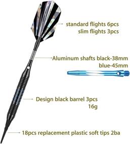 img 1 attached to 🎯 FLOMMA Soft Tip Darts Set - 45/38mm Aluminum Shafts, 9 Flights, 15 Tips - Ideal for Electronic Dart Boards - Weighing 18 Grams