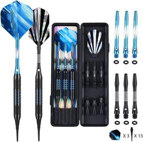 img 4 attached to 🎯 FLOMMA Soft Tip Darts Set - 45/38mm Aluminum Shafts, 9 Flights, 15 Tips - Ideal for Electronic Dart Boards - Weighing 18 Grams