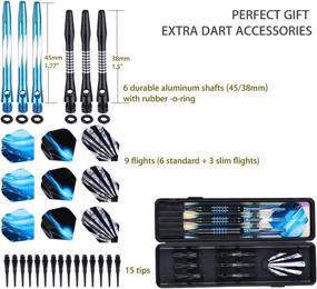 img 3 attached to 🎯 FLOMMA Soft Tip Darts Set - 45/38mm Aluminum Shafts, 9 Flights, 15 Tips - Ideal for Electronic Dart Boards - Weighing 18 Grams