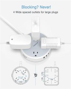 img 3 attached to 🔌 Розетка TESSAN с портами USB и размещенными на широком расстоянии гнездами, плоский шнур-удлинитель для зарядки маленького круглого стола, компактный продолжительный провод длиной 4,5 фута для использования в помещении и в путешествиях, обязательная вещь для колледжа и общежития - серый.