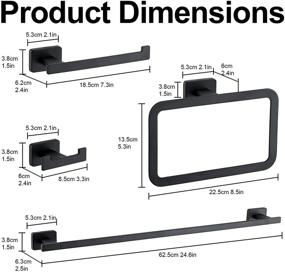 img 3 attached to DUFU 4-Piece Bathroom Hardware Set - Hand Towel Bar, Toilet Paper Holder, Towel Ring, and Robe Hook - Rustproof SUS304 Stainless Steel Bathroom Accessories Kit - Wall Mounted - Matt Black - 24 Inch