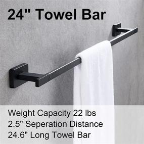 img 2 attached to DUFU 4-Piece Bathroom Hardware Set - Hand Towel Bar, Toilet Paper Holder, Towel Ring, and Robe Hook - Rustproof SUS304 Stainless Steel Bathroom Accessories Kit - Wall Mounted - Matt Black - 24 Inch