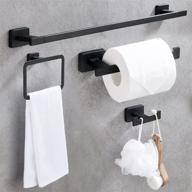 dufu 4-piece bathroom hardware set - hand towel bar, toilet paper holder, towel ring, and robe hook - rustproof sus304 stainless steel bathroom accessories kit - wall mounted - matt black - 24 inch logo