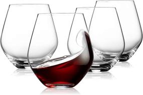 img 4 attached to 🍷 Godinger Stemless Wine Glasses, European Made - Set of 4, 17oz Beverage Drinking Cups