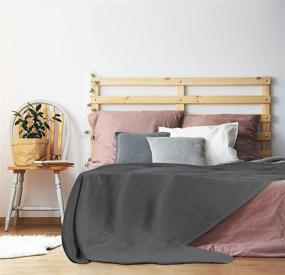 img 2 attached to 🛌 Utopia Bedding Cotton Queen Blanket Grey - 90x90 Inches - Soft and Breathable - 350 GSM