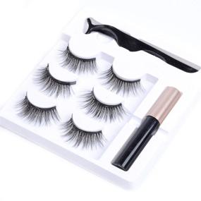 img 2 attached to NAISIER Magnetic Eyelashes Kit with 3 Pairs of Eyelashes, Magnetic Eyeliner Kit