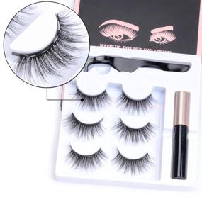 img 4 attached to NAISIER Magnetic Eyelashes Kit with 3 Pairs of Eyelashes, Magnetic Eyeliner Kit