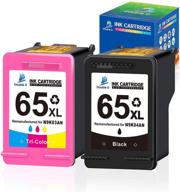 premium double d remanufactured ink cartridge for hp 65xl 65 xl - ideal for hp envy 5055, deskjet 2600 series, and more (1 black, 1 tri-color) logo