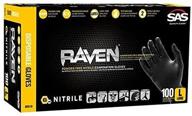 sas safety 66517 raven powder-free nitrile disposable glove, size medium, 6 mil thickness - pack of 100 logo