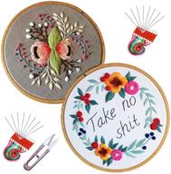 embroidery kit 3 pack - starter kit with patterns, cross stitch set, embroidery hoop, threads, cloth, tools and instruction - oniche (2pcs) logo