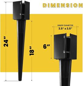 img 3 attached to 🔩 CRIZTA Heavy Duty Fence Post Anchor Ground Spike: 24 Inch Length, 4" x 4" Outer Dimension (Fits 3.5" x 3.5" Wood Post) – Metal Black Powder Coated