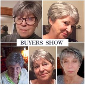 img 3 attached to 👩 Emmor Short Grey Human Hair Wigs: Natural Pixie Cut Wig for Women – Daily Hair Solution