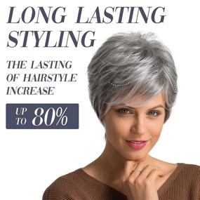 img 2 attached to 👩 Emmor Short Grey Human Hair Wigs: Natural Pixie Cut Wig for Women – Daily Hair Solution