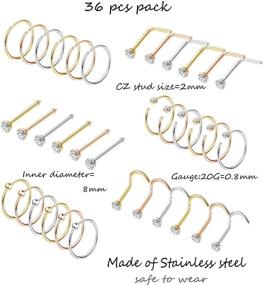 img 3 attached to 👃 MILACOLATO 316L Stainless Steel Nose Ring Hoop Set: 36-75pcs for Women & Girls - Stylish Hoop Cartilage, Tragus & Ear Piercing Collection!