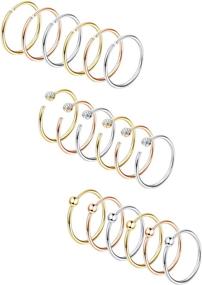 img 1 attached to 👃 MILACOLATO 316L Stainless Steel Nose Ring Hoop Set: 36-75pcs for Women & Girls - Stylish Hoop Cartilage, Tragus & Ear Piercing Collection!