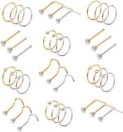 👃 milacolato 316l stainless steel nose ring hoop set: 36-75pcs for women & girls - stylish hoop cartilage, tragus & ear piercing collection! logo