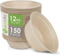 🌿 ecovita 100% compostable paper bowls [12 oz.]: eco-friendly and sturdy disposable bowls - 150-pack, tree-free alternative to plastic or paper bowls, liquid and heat resistant logo