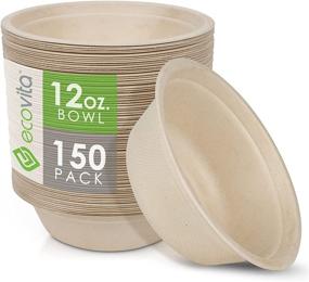 img 4 attached to 🌿 Ecovita 100% Compostable Paper Bowls [12 oz.]: Eco-Friendly and Sturdy Disposable Bowls - 150-Pack, Tree-Free Alternative to Plastic or Paper Bowls, Liquid and Heat Resistant