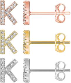 img 4 attached to Hypoallergenic Girls' Jewelry: Stylish Initial Alphabet Earrings for Fashionable Accessorizing