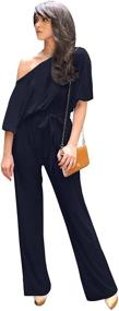 img 4 attached to Stylish and Comfortable KOH KOH Womens 👗 One Off Shoulder Jumpsuit - Perfect for All Occasions!