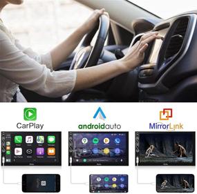 img 3 attached to 7-Inch Double Din Car Stereo with Bluetooth, Apple Carplay/Android Auto, Hieha Touch Screen Car Radio with Backup Camera, AM/FM, Mirror Link, Voice Control, SWC