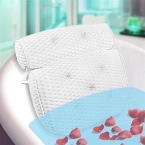 img 4 attached to 🛀 Подушка для ванны WOHPW с технологией 4D Air Mesh и 7 присосками - антискользящая, быстро сохнущая, улучшенная поддержка шеи и спины - подходит для всех ванн, горячих ванн и домашних спа-салонов.