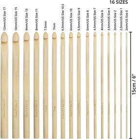 img 3 attached to 🎋 Bamboo Crochet Hooks Set (16 Sizes), includes Cotton Roll Case - 6-inch Hooks, 2mm to 12mm Sizes - Ideal Wooden Crochet Hook Kit for all Crocheting Projects - Suitable for Beginners to Experts