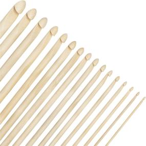 img 2 attached to 🎋 Bamboo Crochet Hooks Set (16 Sizes), includes Cotton Roll Case - 6-inch Hooks, 2mm to 12mm Sizes - Ideal Wooden Crochet Hook Kit for all Crocheting Projects - Suitable for Beginners to Experts