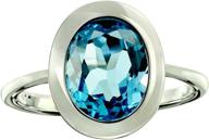 rb gems sterling silver ring, 925 genuine gemstone oval 10x8mm, rhodium-plated finish, bezel-setting logo