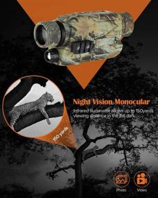 img 2 attached to 🌙 BOBLOV Night Vision Monocular with 16GB Cards, Digital Infrared Night Scope for Hunting, 5x32 Monocular with Camera & Camcorder, 200-Yard Full Dark Vision, Camouflage Design with Daytime Filter (Camouflage)