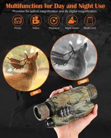 img 3 attached to 🌙 BOBLOV Night Vision Monocular with 16GB Cards, Digital Infrared Night Scope for Hunting, 5x32 Monocular with Camera & Camcorder, 200-Yard Full Dark Vision, Camouflage Design with Daytime Filter (Camouflage)