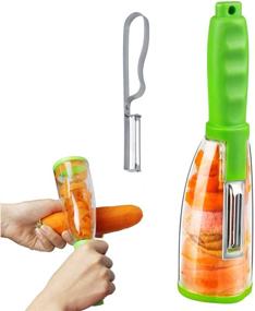 img 4 attached to 🥔 Containerized Stainless Steel Vegetable Peeler: Dishwasher Safe, Ideal for Potato Peelings, Veggies, and Fruits, with Julienne Peeling Function – Kitchen Gadget