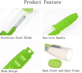 img 1 attached to 🥔 Containerized Stainless Steel Vegetable Peeler: Dishwasher Safe, Ideal for Potato Peelings, Veggies, and Fruits, with Julienne Peeling Function – Kitchen Gadget