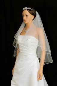 img 3 attached to 2-Tier Rattail Crystal Rhinestone Bridal Wedding Veil with Scattered Sparkling Rhinestones