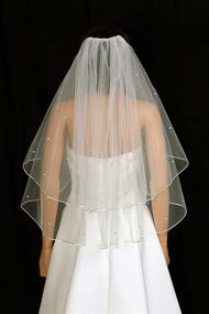 img 2 attached to 2-Tier Rattail Crystal Rhinestone Bridal Wedding Veil with Scattered Sparkling Rhinestones