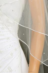 img 1 attached to 2-Tier Rattail Crystal Rhinestone Bridal Wedding Veil with Scattered Sparkling Rhinestones