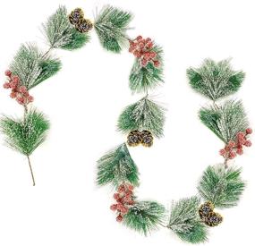 img 4 attached to 🎄 TURNMEON 6 Ft Christmas Garland Decoration - Snowy Bristle Pine, Red Berries, Pine Cone - Indoor Outdoor Holiday Decor