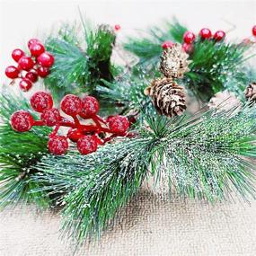 img 2 attached to 🎄 TURNMEON 6 Ft Christmas Garland Decoration - Snowy Bristle Pine, Red Berries, Pine Cone - Indoor Outdoor Holiday Decor